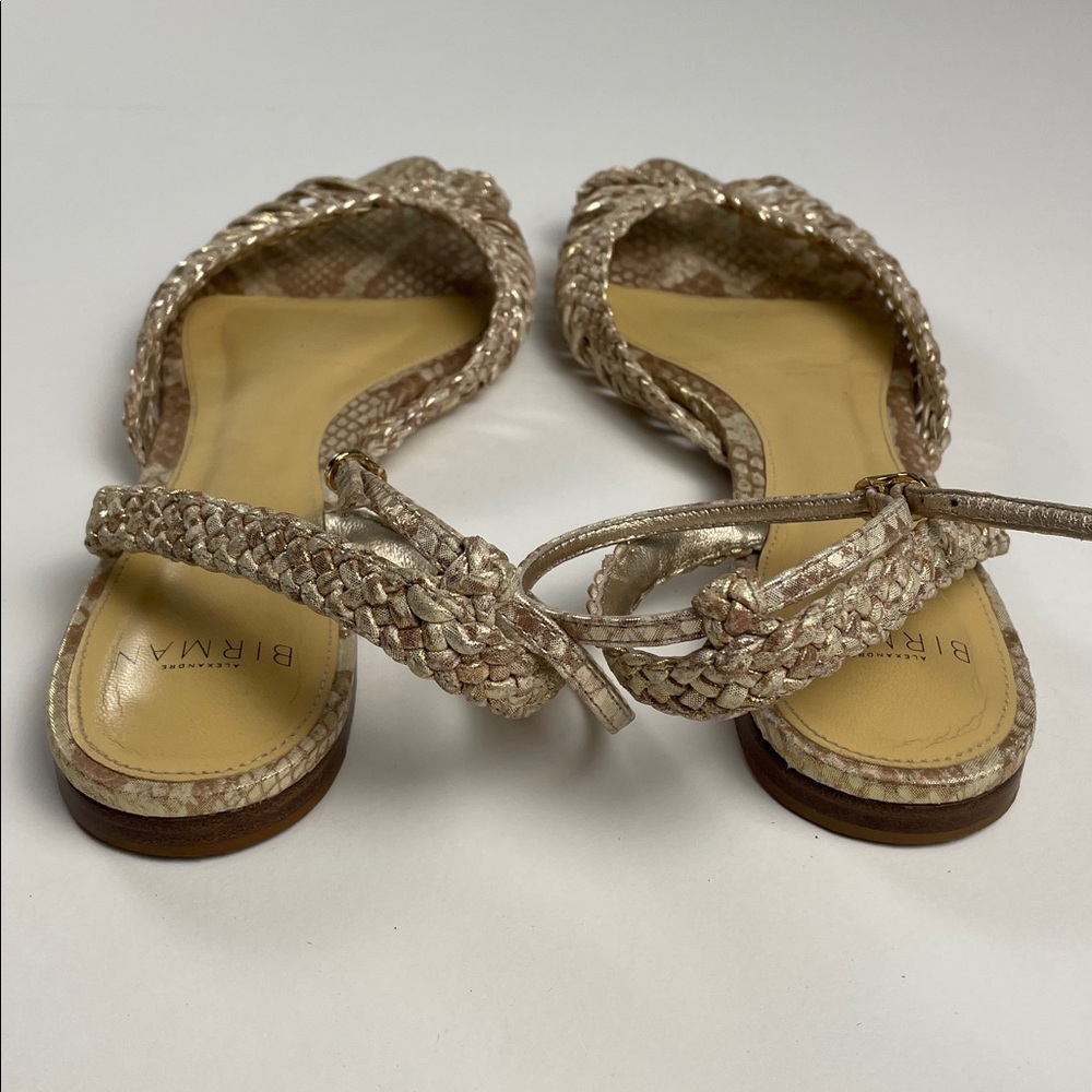 ALEXANDRE BIRMAN Agatha Flat Sandals Metallic Gold Leather. 39.5. - Picture 7 of 14